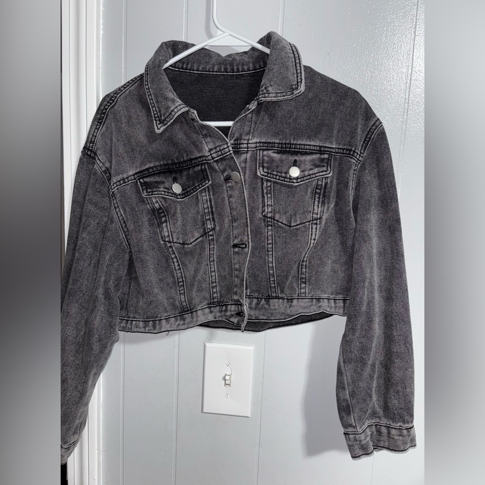 Black Denim Cropped Jacket